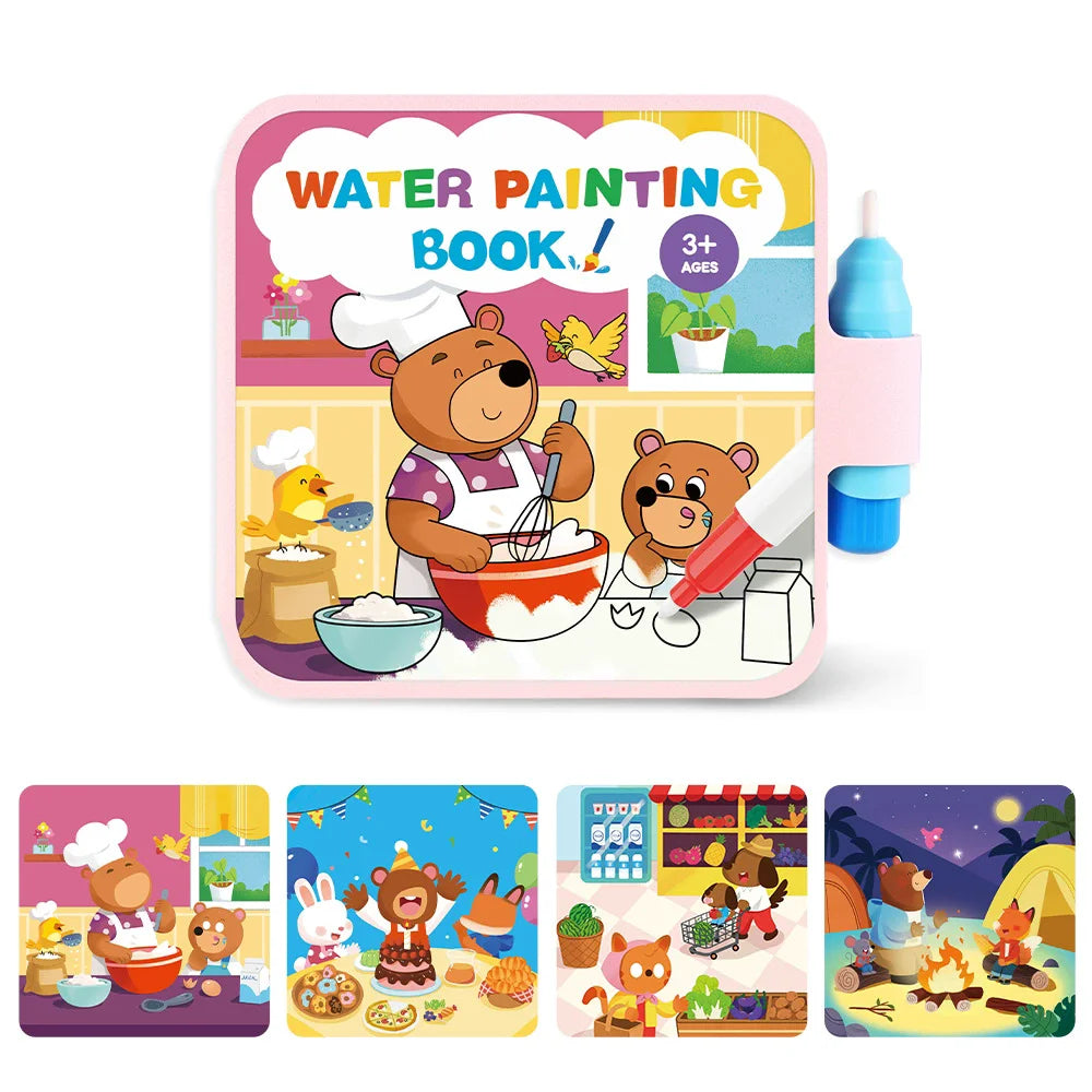 Montessori Toys Reusable Water Drawing Books Coloring Painting Book Drawing Toys Sensory Education Toys for Birthday Gift