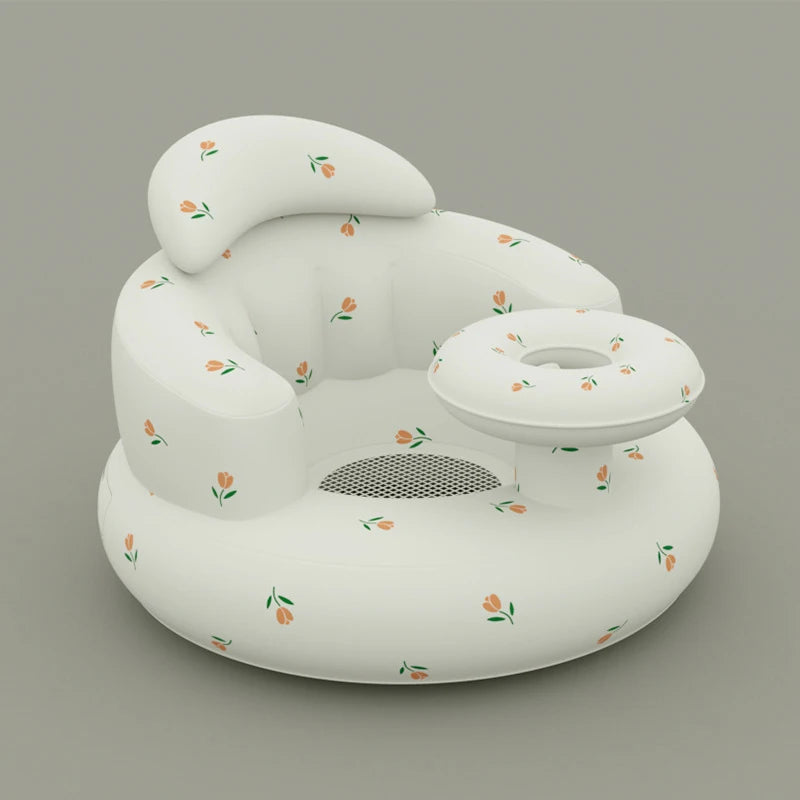 Baby Sofa Inflatable Seat for Babies Chair with Tray, Built in Air Pump Infant Back Support Sofa Toddler Chair for Sitting Up