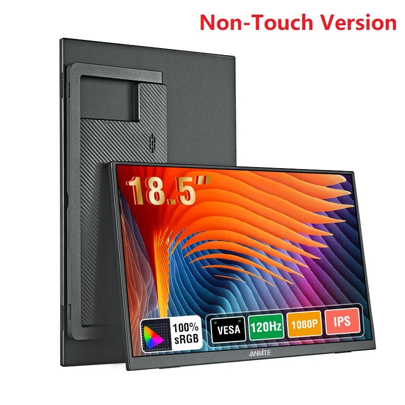 Anmite 18.5 inch Portable Touch Monitor 120Hz 100% SRGB With Screen Holder Stand For Laptop Phone Xbox PS4 PS5 Switch