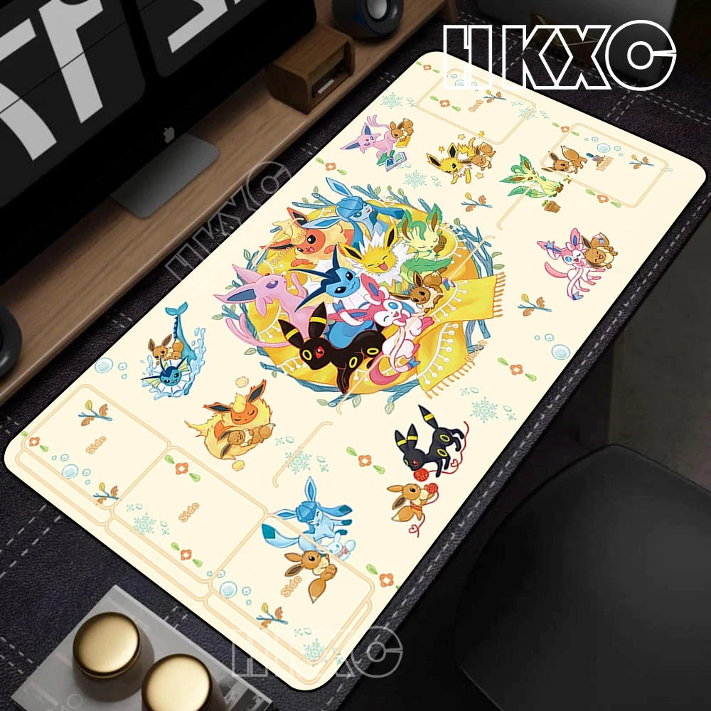 Game Card Pad Gaming Carpet Anime Keyboard Pads Pokemon Eevee Mousepad Gamer Mouse Pads Laptop Extended Desk Mat PC Cabinet Rug