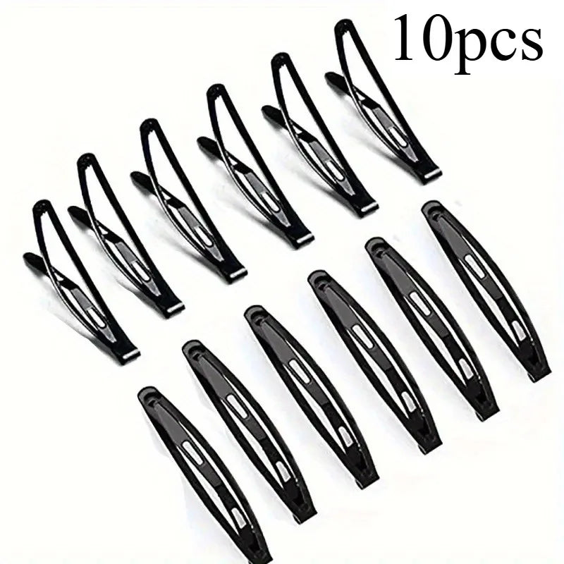 10/20/30 Pieces of Black Alloy Rectangular Hair Clips, Designed to Secure Hair Without Damaging It. Perfect for Daily Use.