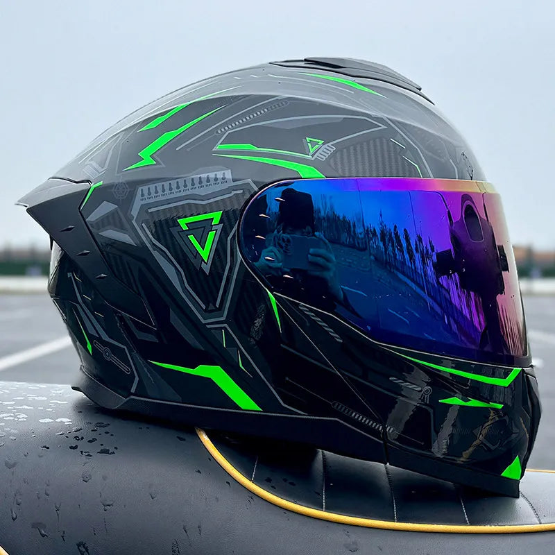 LVS-909-DOT Standard Motorcycle Flip Up Helmet, Durable ABS Hard Shell, Breathable Comfortable Urban Commute Safety Gear