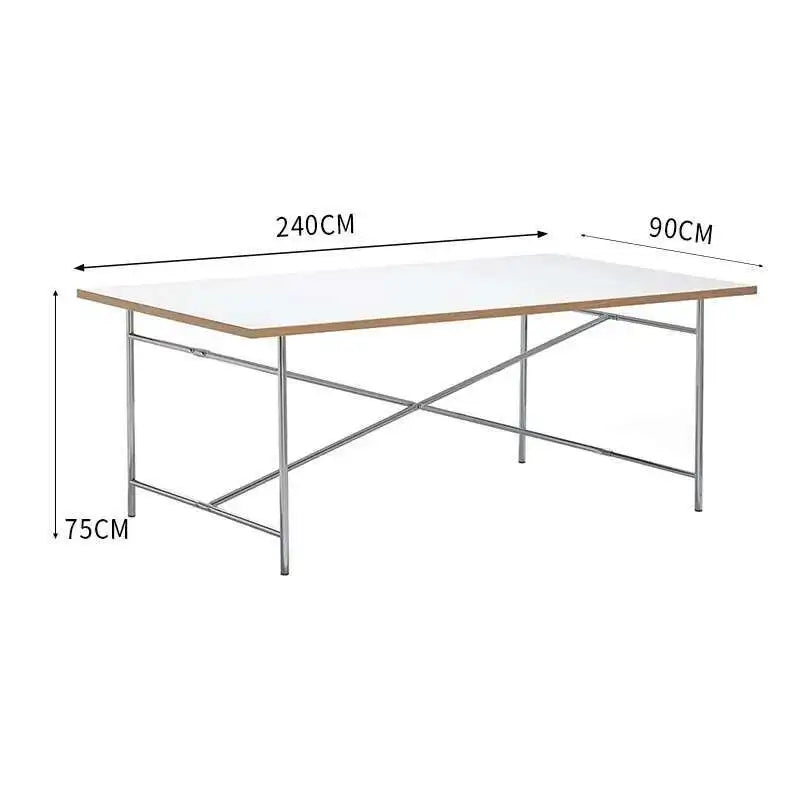 Stainless Steel Leg Rectangular Solid Wood Conference Table Office Desk Writing Living Room Table Mesa Office Furniture KMOD
