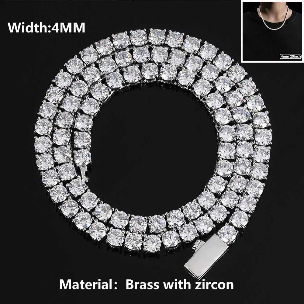 Hip Hop Jewelry Cubic Zirconia Iced Out Tennis Chain Iced Out 18k Gold Plated Bling Necklace For Women Drop Shipping