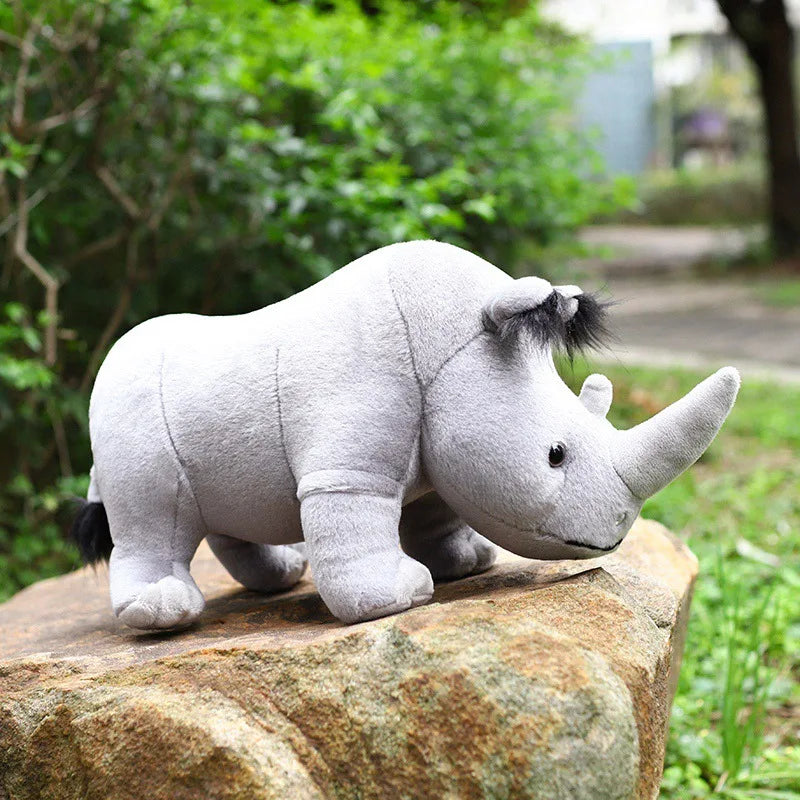 35cm Real Life Rhinoceros Plush Toy Stuffed Lifelike African Rhinos Wild Animals Doll Toys For Kids Children Xmas Gift Decor