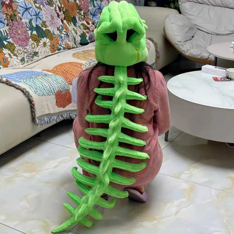 90/120cm Realistic Dinosaur Skeleton Costume Set Funny Headgear Cosply Dress Up Halloween Clothing Plush Toys Creative Gifts