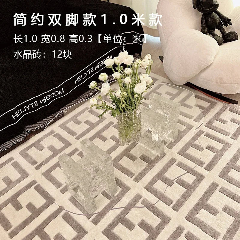 JB Modern Luxury Coffee Table Cloud Shape Design Glass Living Room Coffee Table Unique Glam Table Basse Pour Salon Home Furnitur