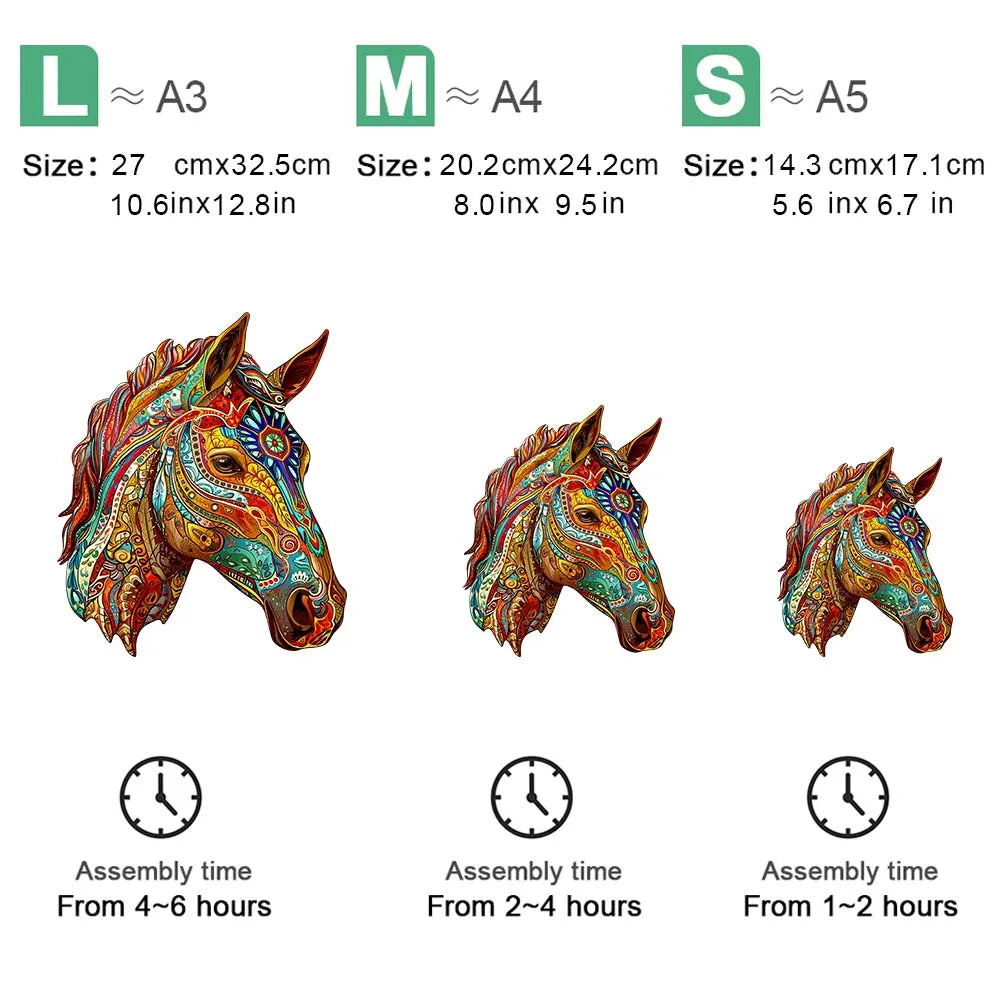 Wooden puzzle color horse gift box exquisite gift irregular animal shape puzzle personalized senior unique gift family interacti