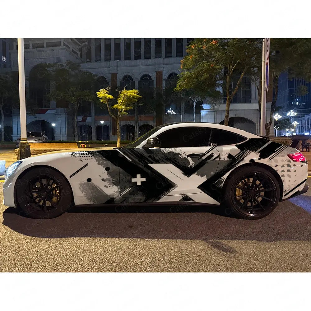 2pcs Ink Wash Cross Car Side Wraps, Self-Adhesive PVC Waterproof & Scratch-Resistant Stickers, Car Accessory Gift