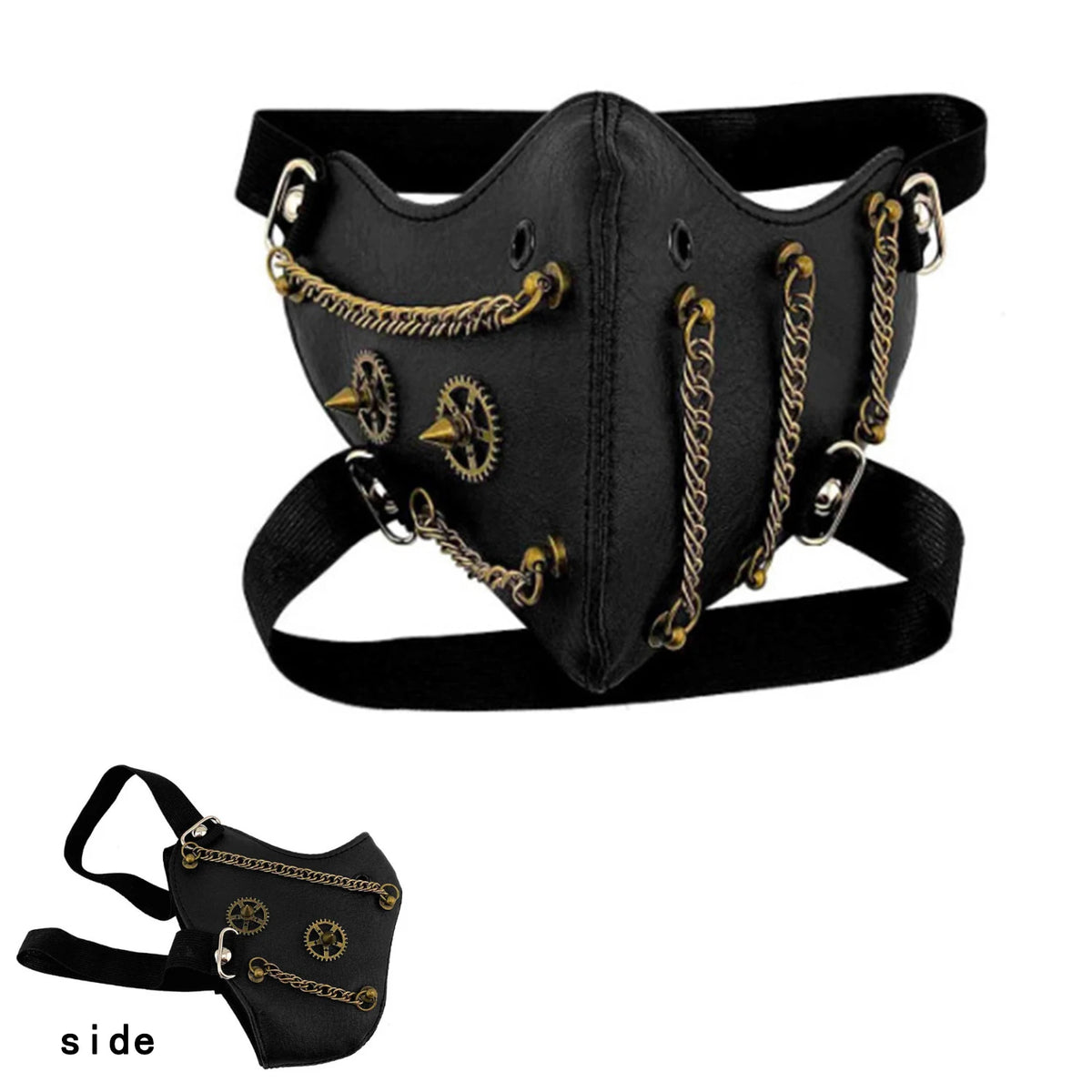 PU leather Steampunk Mask Party ProtectiveMask Cosplay Gear Nail Retro Gothc LeatherMask Innovative Scary Face cover for party
