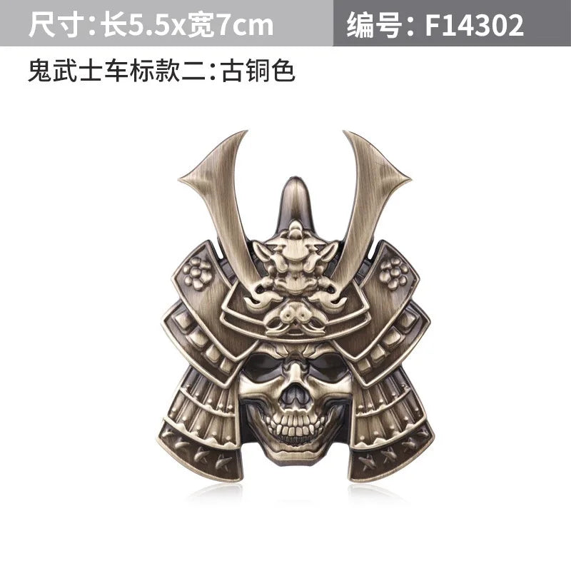 Japanese Samurai Hannya Metal Car Stickers Emblem Hot Badge Skull Style Pranjna Gunmetal Trunk Auto Motorcycle Accessories