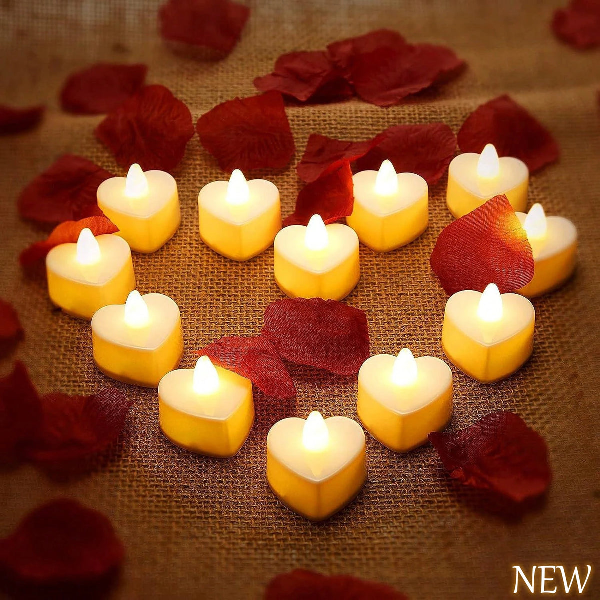 24pcs Heart Shape LED Flameless Tealight Candles Decorations For Romantic Night Valentine's Day Wedding Anniversary Or Table D