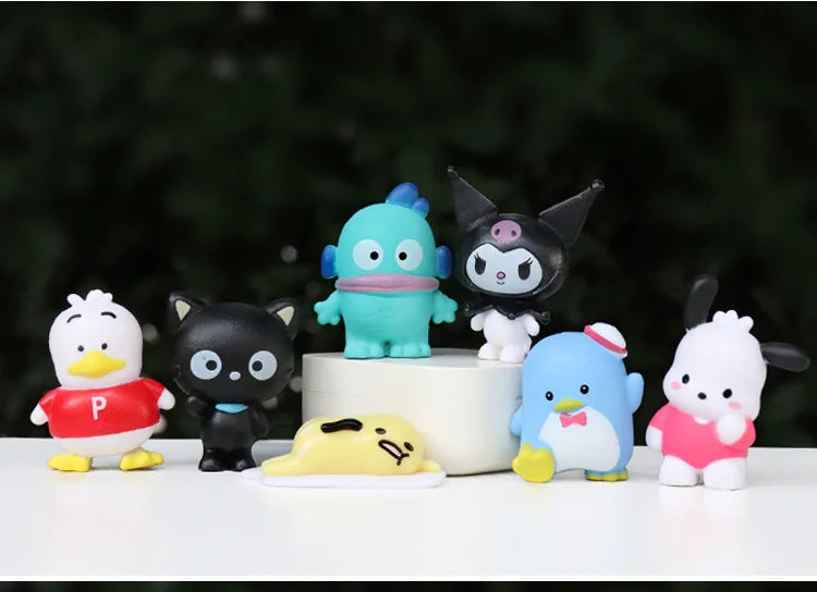 Kawaii Sanrio Anime Figure Cinnamoroll Kuromi Doll Strawberry Bear Action Figures DIY Cake Decorate Toys Gifts For Children