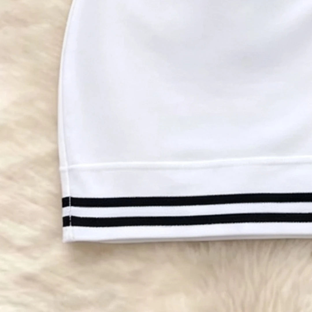 Sexy Mini Dresses Hotsweet Uniform Style Club Slimming Dress Retro Striped One-Shoulder Bodycon Short Skirt Sleeveless Fashion