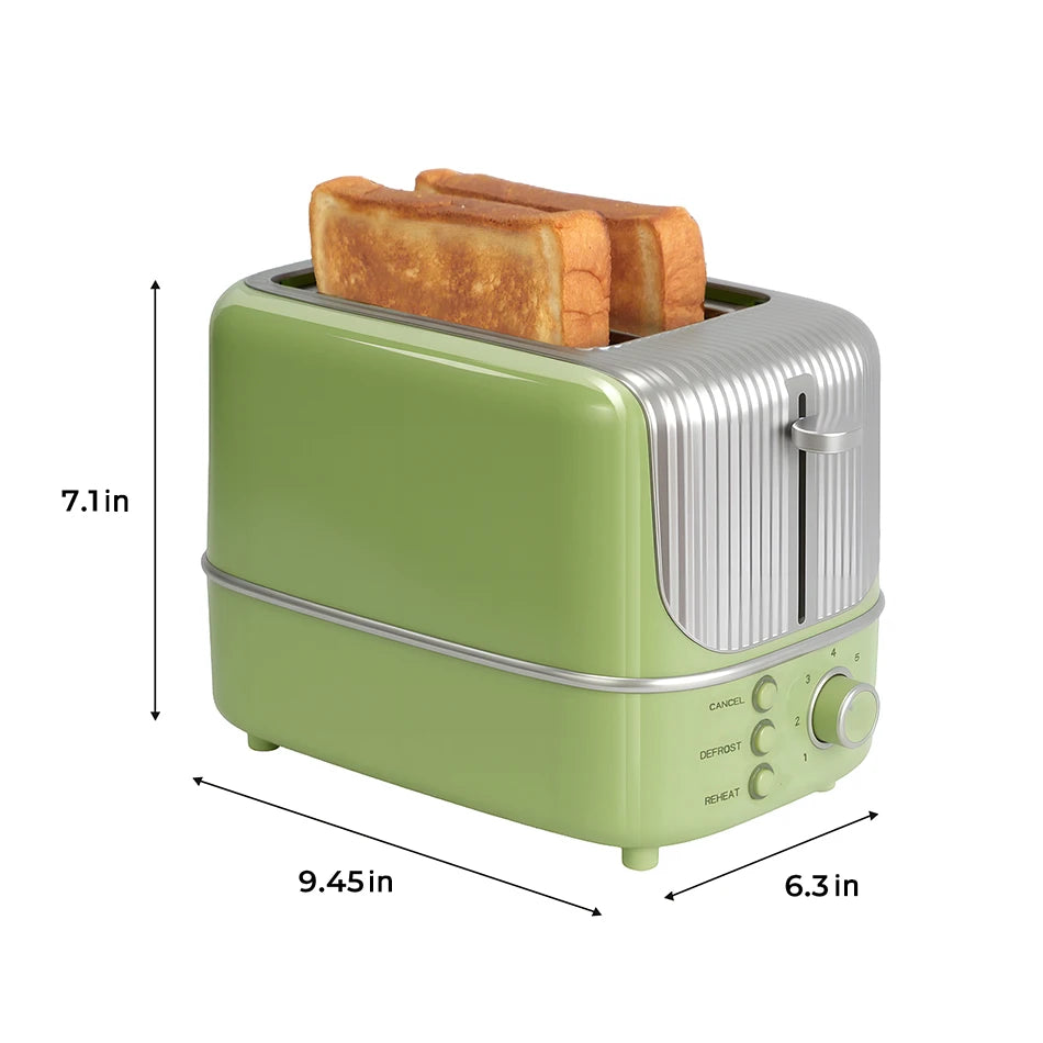2 Slice Wide Slot Toaster with 7 Preset Temperature and Defrost Small Household Bread Maker Sandwich Maker Toaster US/EU plug