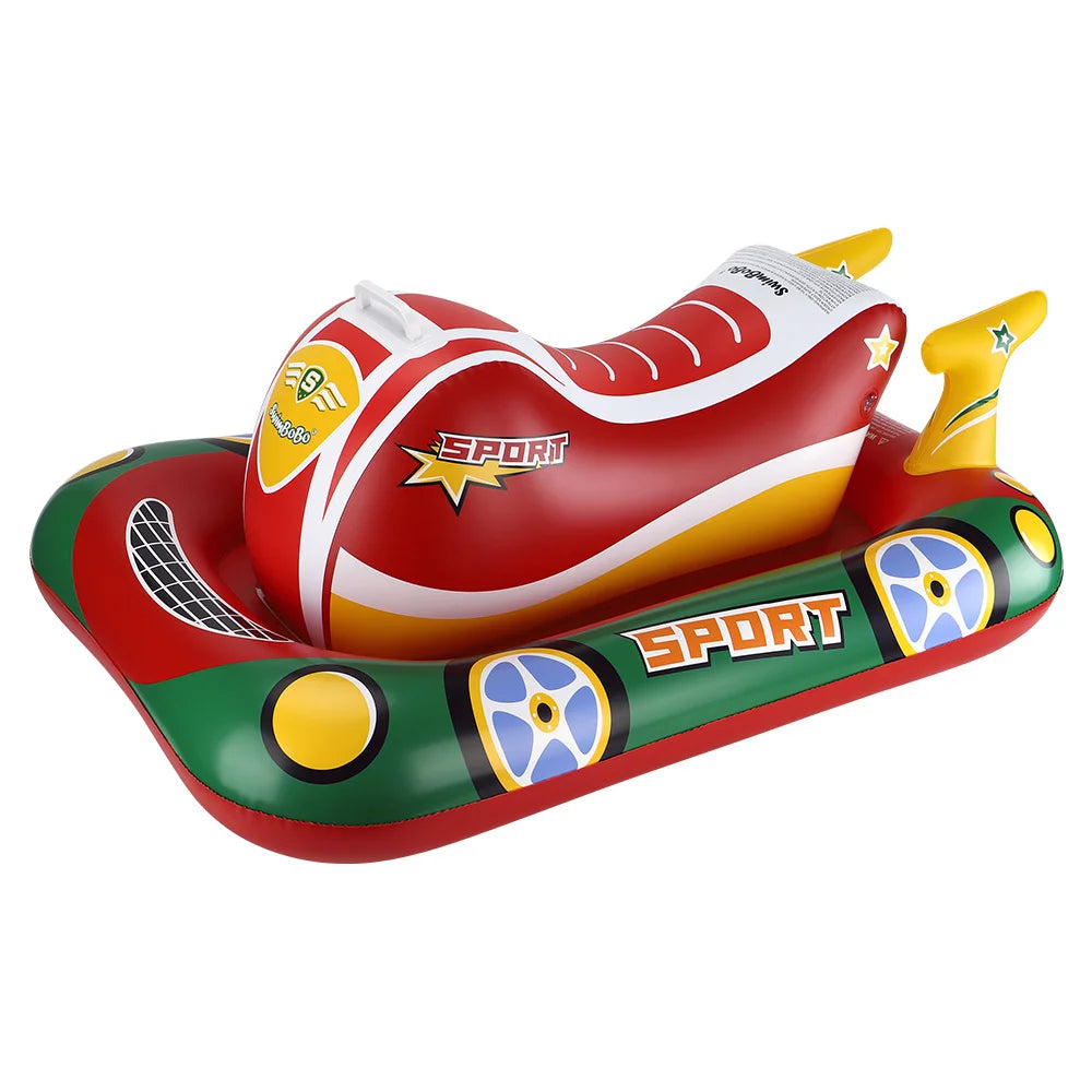 Swimbobo Kids Blue Inflatable Swimming Seat Float Cool Motorboat Ring Floating Thicken PVCFor Summer Baby Swim CircleWater Toy