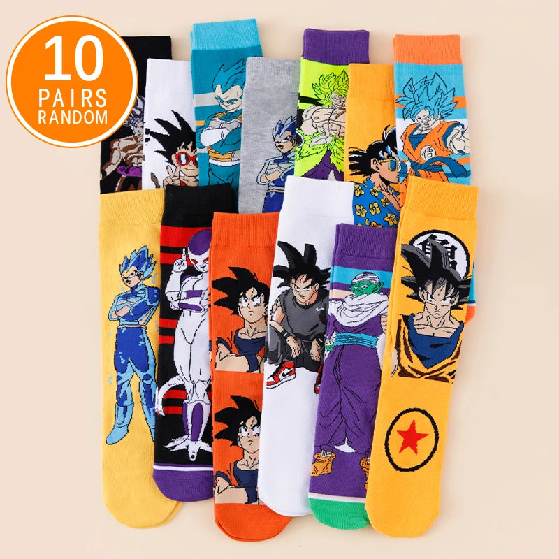 5/10 Double Dragon Ball Neutral Cartoon Anime Socks Hip Hop Street Style Novel and Fun Casual Men's and Women's Round Neck Socks