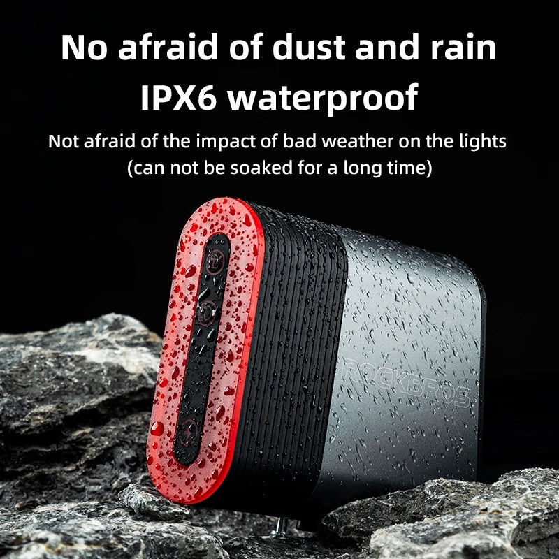 ROCKBROS Bicycle Tail Light With Lock Bluetooth Password Pairing Bike Lock Light IPX6 Waterproof Warning Light Tail Accessories
