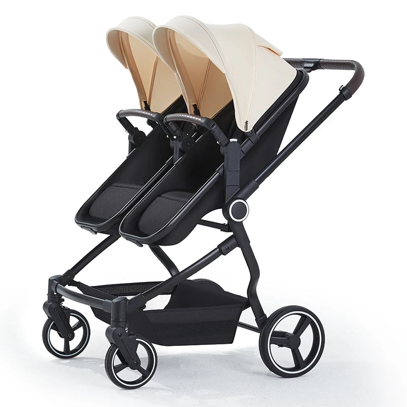 High-view Twin Baby Integrated Stroller, Can Sit or Lie Down, Ultra-light Portable Foldable Outdoor Travel Stroller
