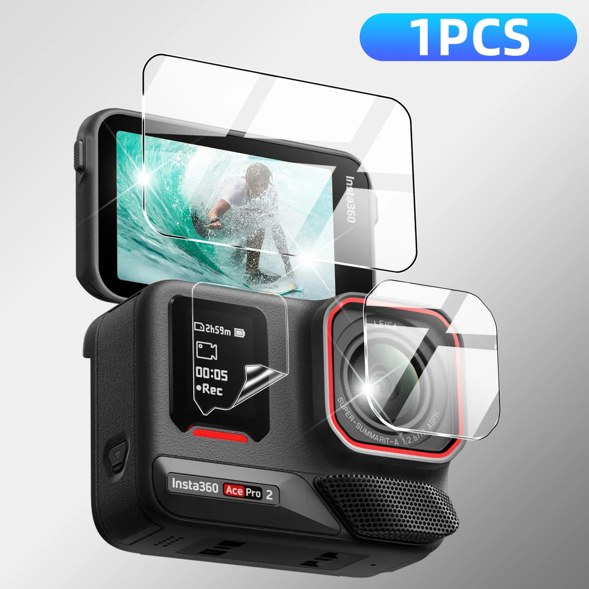 3-IN-1 Tempered Glass for Insta360 Ace Pro 2/1, Screen & Camera Lens Protector Anti-scratch Glass Film Insta 360 Accessories Set
