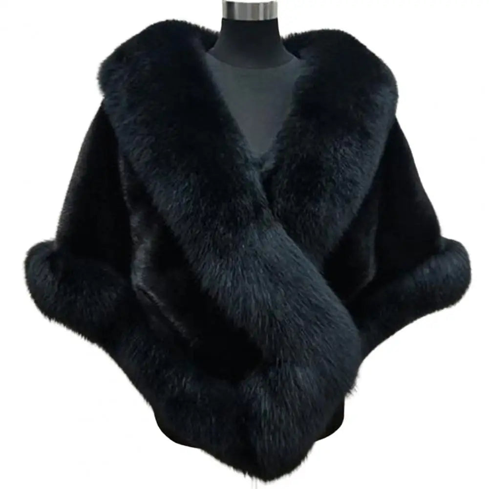 Luxury Fur Women Poncho Fluffy Shawl Fur Evening Dress Shawl Wedding Banquet Shawl Dress Shawl Plush Cape Coat Women Jackets