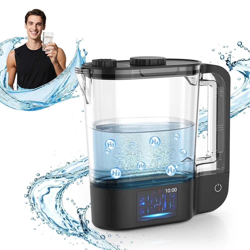 Hydrogen Water Bottle Generator 64 Ounces Hydrogen Water Ionizer Pitcher Generator Machine with SPE PEM Concentrator Technology