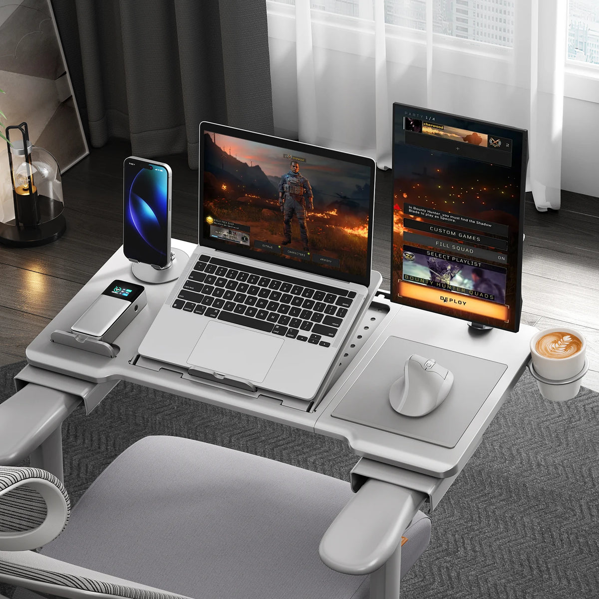 Ergonomic Chair Armrest Desk Attachment Foldable Laptop Table Mobile Office Workstation Accessory