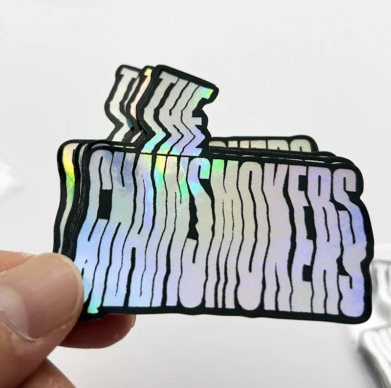 Gepersonaliseerde holografische stickers PVC waterdicht logo vinyl cartoon ontwerp merk versieren laptop gesneden aangepaste sti