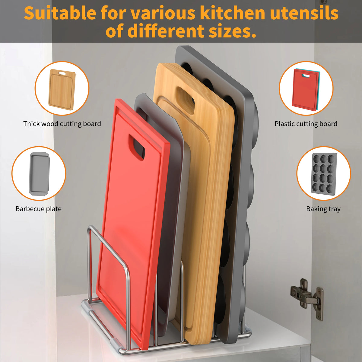 Stainless Steel Cutting Board Holder Cutting Board Stand, Chopping Board Storage Rack (1-Piece Set)