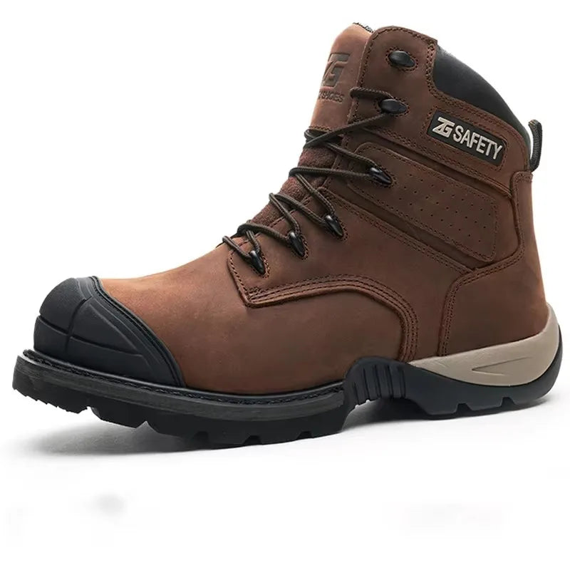 Genuine Leather Work Safety Boots Men High Temperature Resistant Welding Shoes Puncture-Proof Indestructible Shoes Work Boots