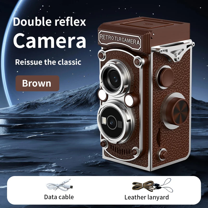 Retro Camera Dual Lens Design Infrared Night Vision Function Manual Joystick Operation HD Mini Camera Portable Nostalgic Camera