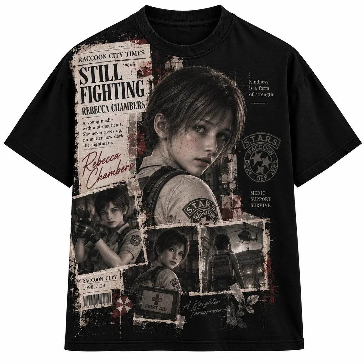 Ada Wong Graphic T‑Shirt, Resident Evil Y2K Streetwear Tee, Vintage Game Character Print Casual Loose Unisex Short Sleeve Top