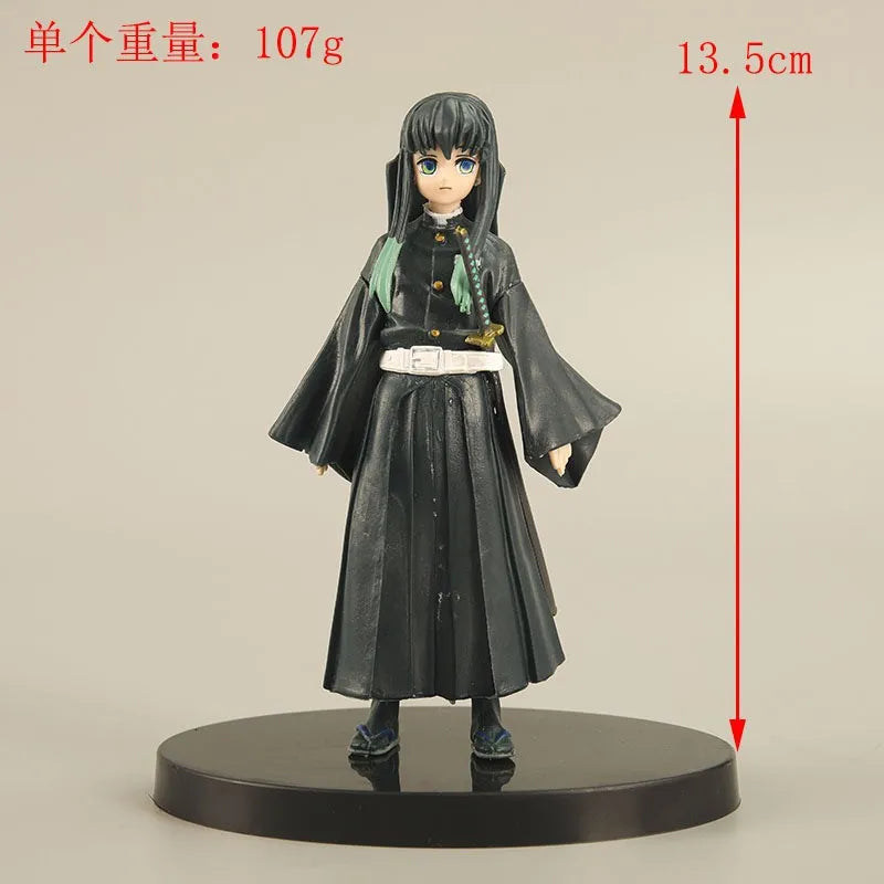4PCS Demon Slayer Hashira Figures Set Anime Character Dolls Kyojuro Muichiro Mitsuri Uzui Decoration Ornament for Home Office