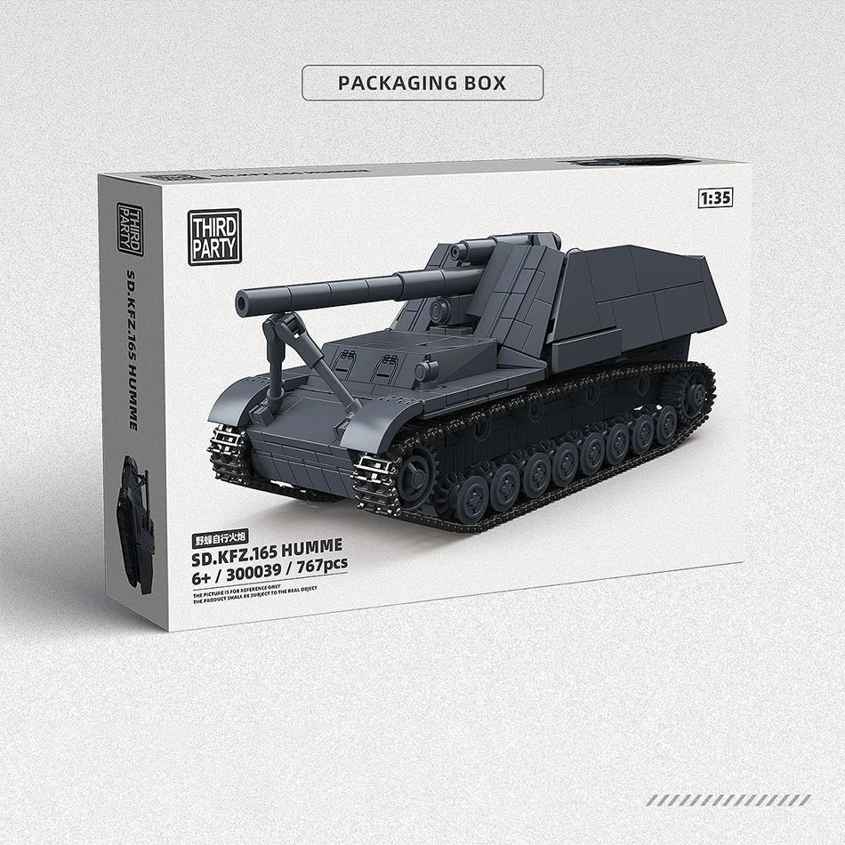 WW2 Military Sd.Kfz.165 Hummel Self-propelled Gun Building Blocks German Tank Armored Fighting Vehicle Bricks Toys Adults Gifts