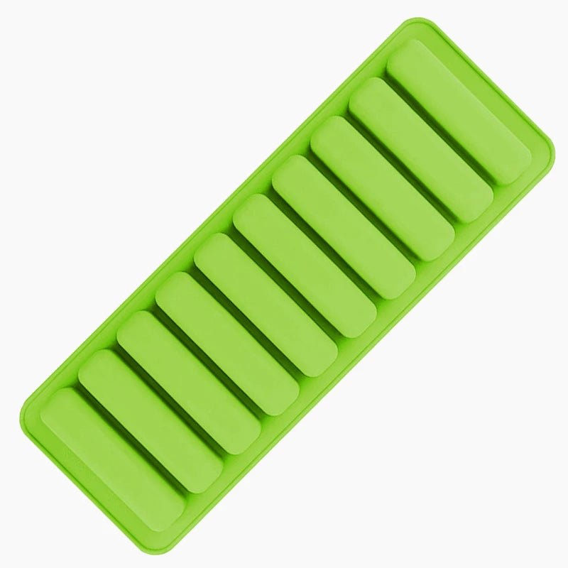 Long Strip Silicone Mold 10 Cavity Finger Shaped Chocolate Rectangular Cereal Chocolate Bar Cookie Ice Cube Trays Baking Tools