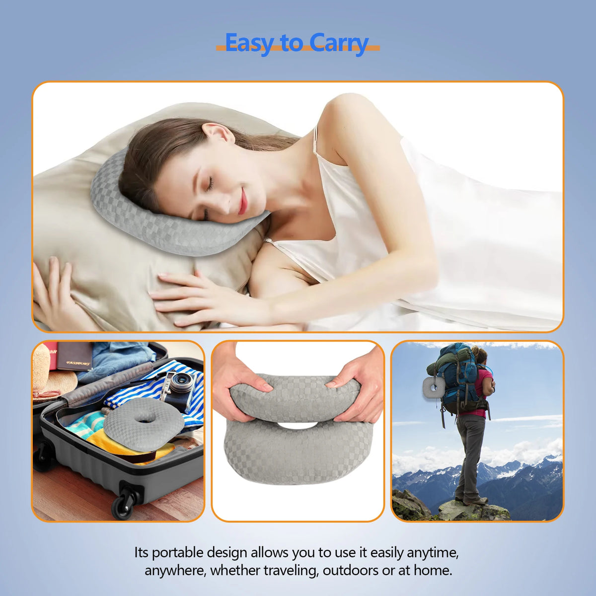 Ear piercing pillow for side sleepers, O-shaped cushion relieves CNH, ear pain, inflammation and pressure sores