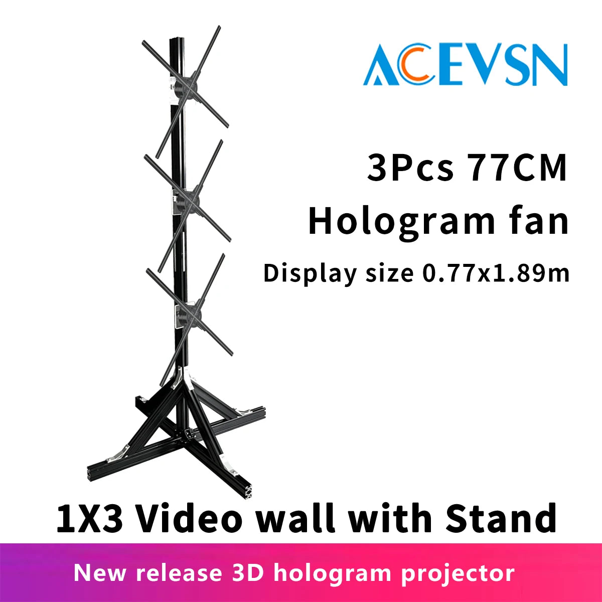 3pcs Hologram Projector Video Wall Synchronization Advertising Hologram Projector 3D LED Fan Display for Event New Year