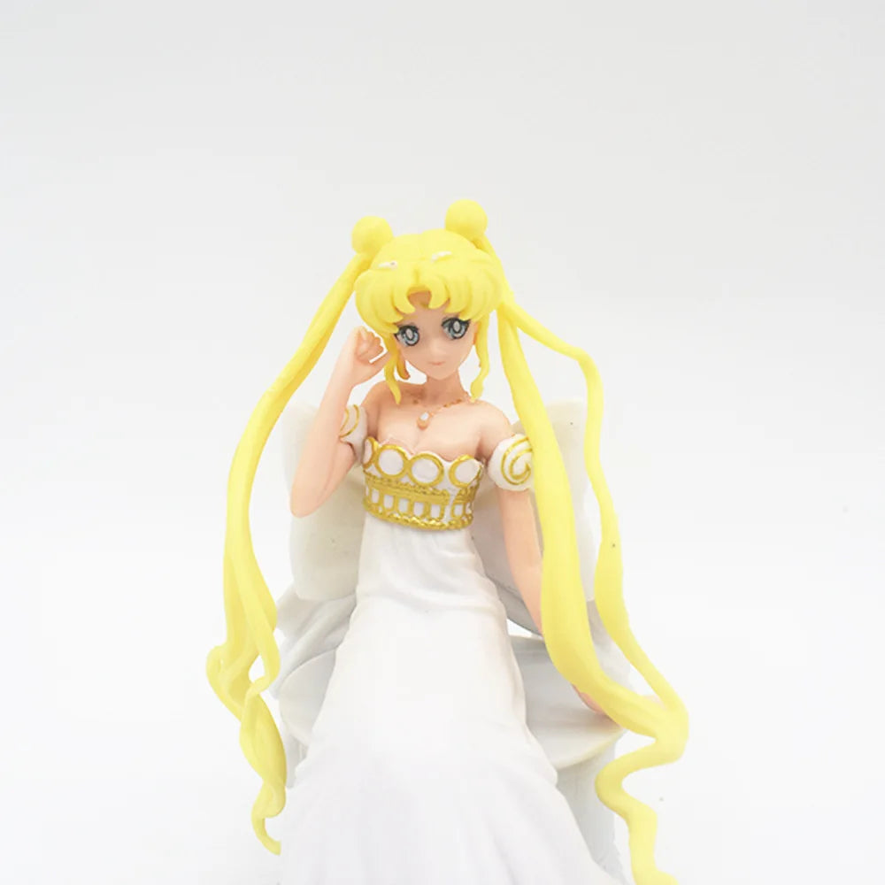 Hot 15cm Seated wedding dress Sailor Moon Tsukino Usagi Anime Figure Decoration Collection Doll Action Model Toys for Gift