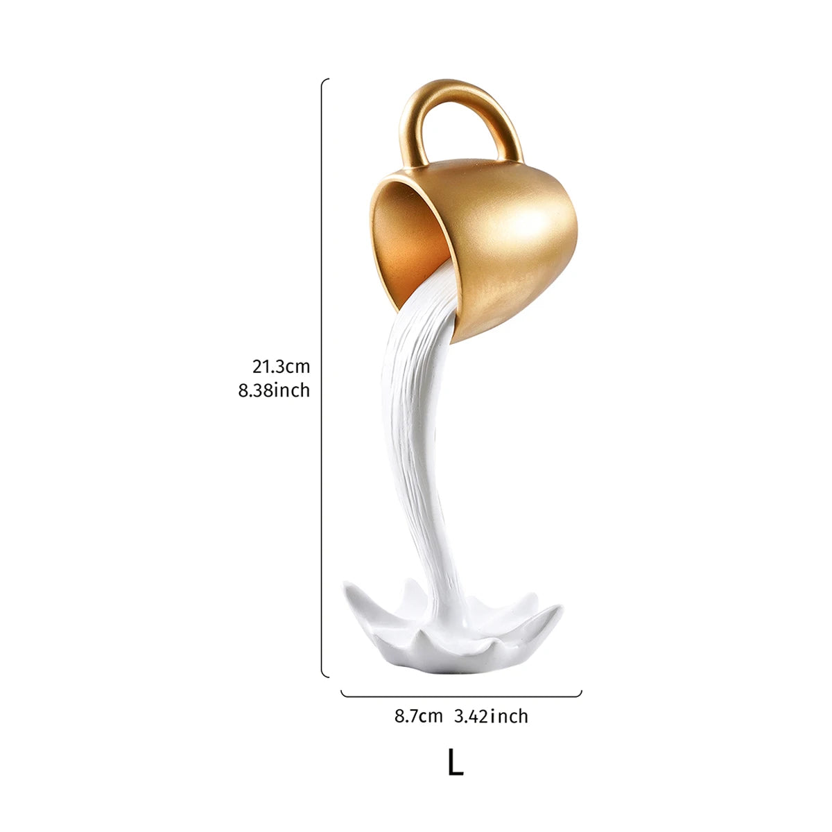 1PC, a three-dimensional suspended anti-gravity tipping coffee cup decorative item made of resin.