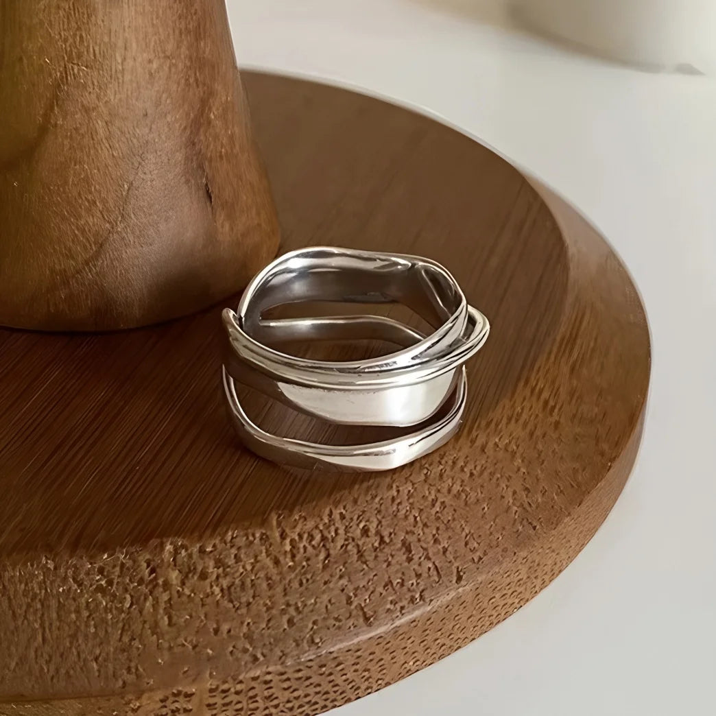 PANJBJ 925 Sterling Silver Geometry Crystal Ring For Women Ellipse Exaggerated Punk Water Drop Open Jewelry Gift Dropshipping