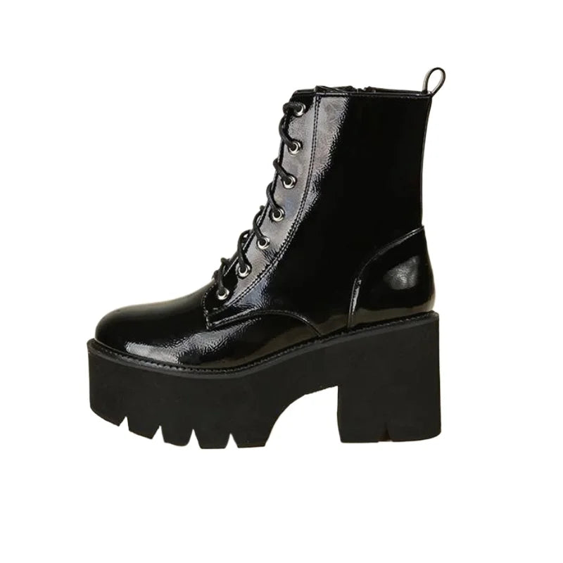 Spring Autumn Fashion Thick Soled Height Increasing Short Tube Women's Boots Trend Punk Style Spicy Girl Slimming Women's Boots