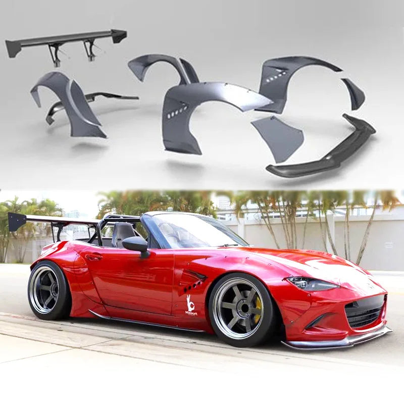For Mazda Miata MX5 ND | Rocket Bunny Wide Body Kit Full Set | Spoiler + Front Fender + Rear Fender Flare