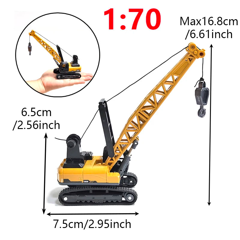 1:70 Engineering Diecast Model Toys Crane Bulldozer Excavator Vehicle Construction Alloy + Plastic Tractor Inertial for Children