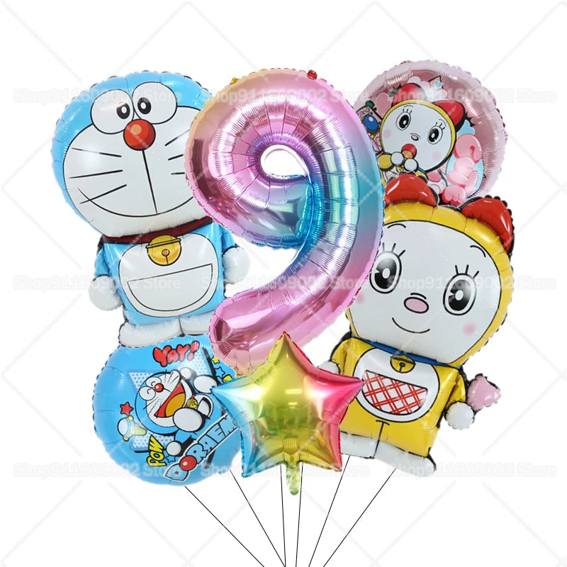 Doraemons Number 1-10 Balloons Girls Boys Birthday Decorations Baby Shower Gender Reveal Balloon Party Supplies Kids Toys Gift