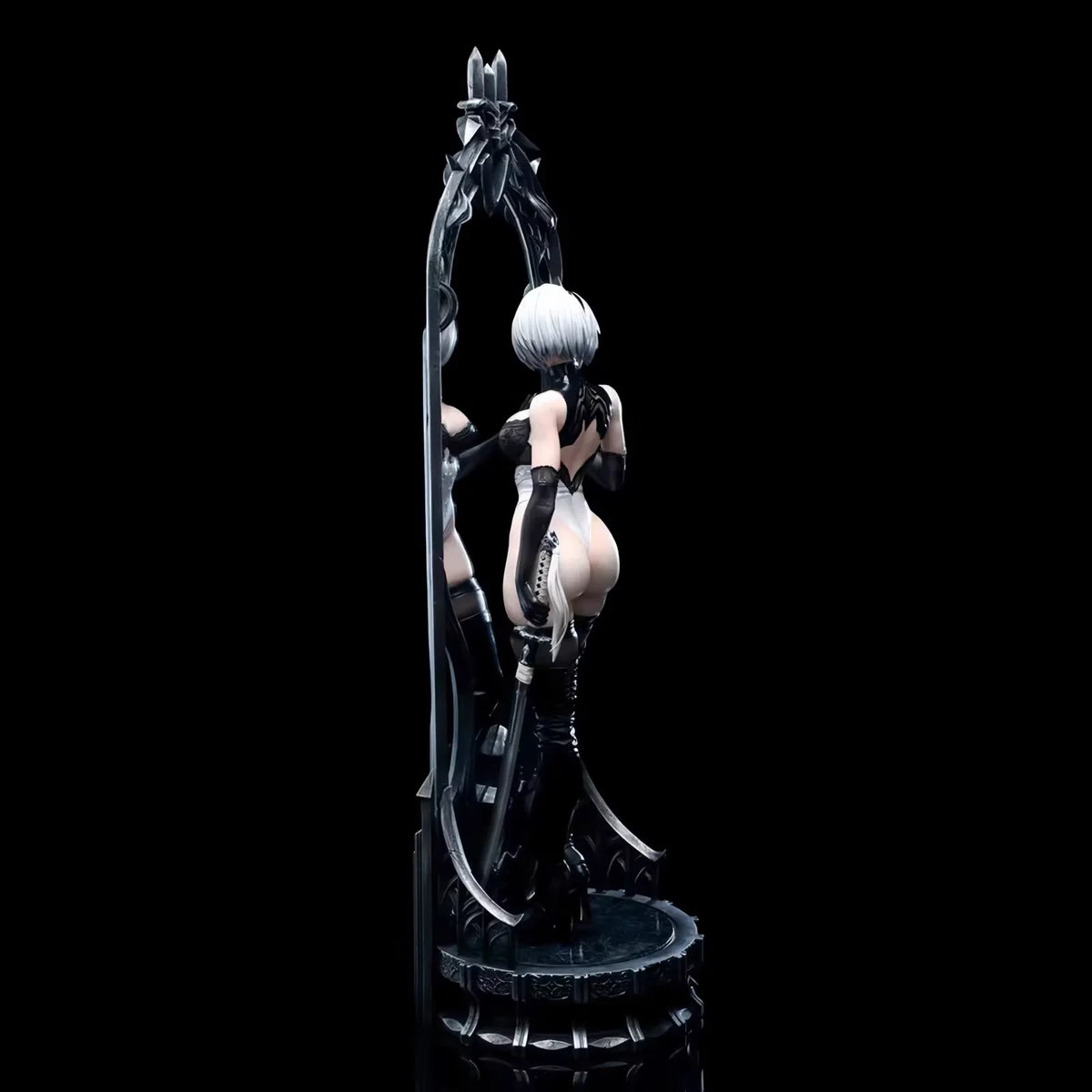 24.8-Inch Large Anime PVC Collectible Figure with Interchangeable Head Accessories And Reflective Mirror Suitable for Ages 18+