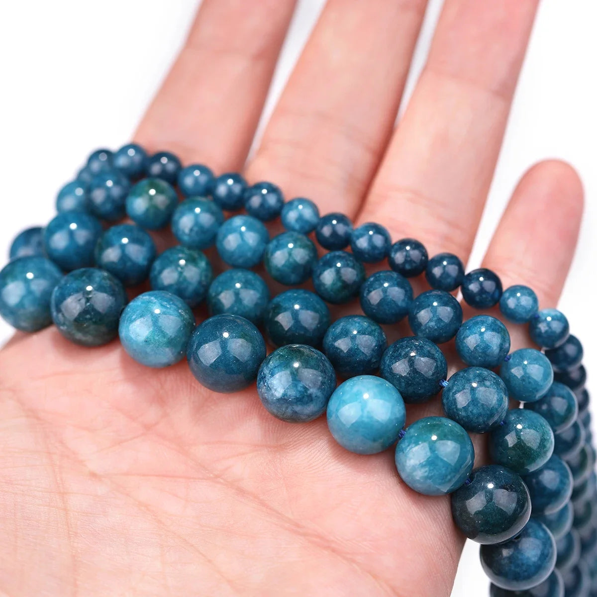Blue Apatite Jasper Stone Beads 6/8/10/12mm Round Gem Bead for DIY Bracelet Charms Jewelry Making 1 Strip