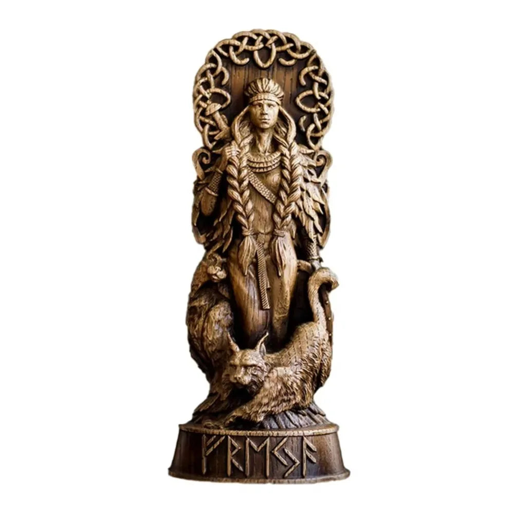 Retro Nordic Gods Sculpture Resin Crafts Mythical Freya Statue Collectible Carving Hero Art Figurine Gift for Mythology Lovers