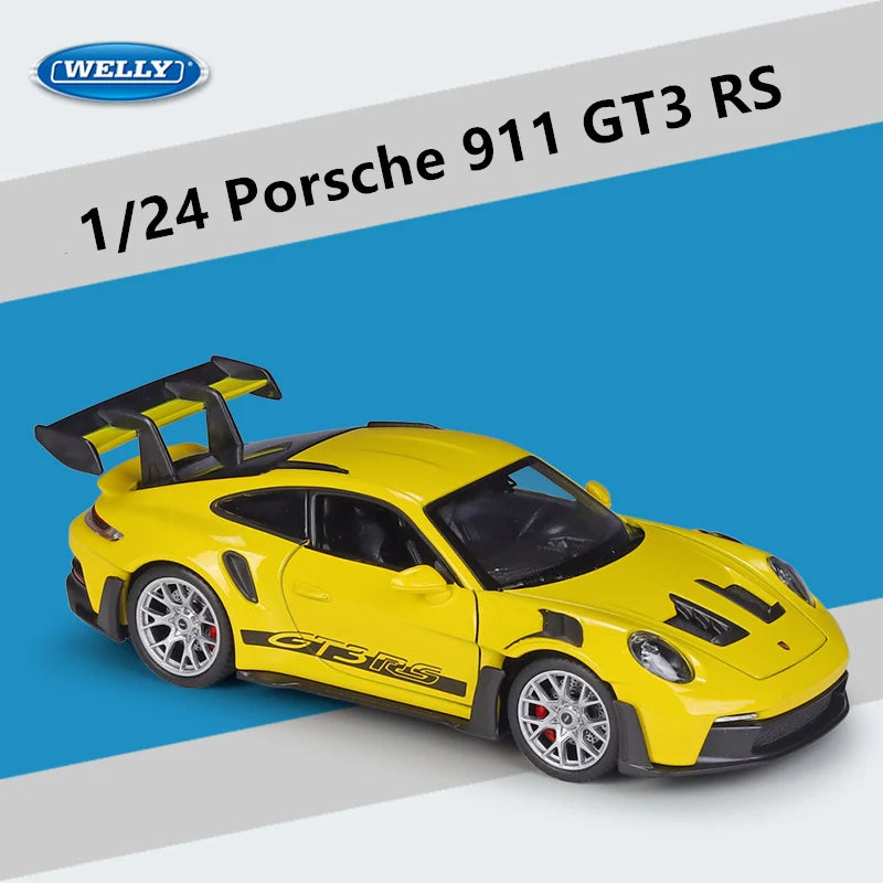 Welly 1:24 Porsche 911 GT3 RS Alloy Sports Car Model Diecast Metal Track Racing Vehicles Car Model High Simulation Kids Toy Gift