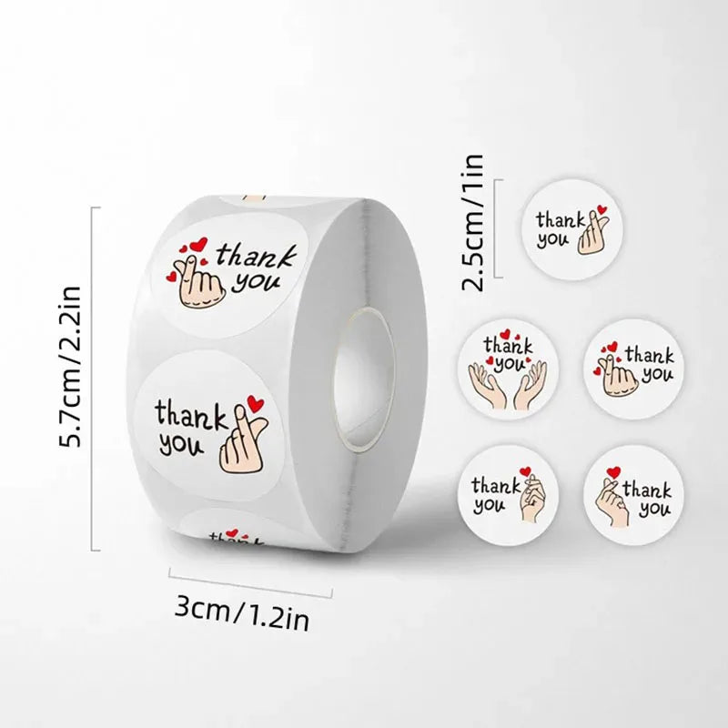 500pcs/roll 1 Inch Red Heart Thank You Sticker,Heart Stickers, Flower Stickers, Envelope Sealers, Thank You for Your Stickers