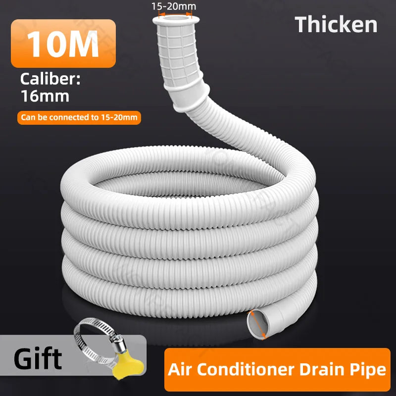 Universal Air Conditioning Drainage Hose Dehumidifier Drain Hose Lengthen 15-20 mm Cuttable Corrugated Drainpipe(White)